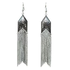 Long Chain Silver Vintage Bohemian Dangle Earrings Blue Ear Y2K Jewelry Silvery